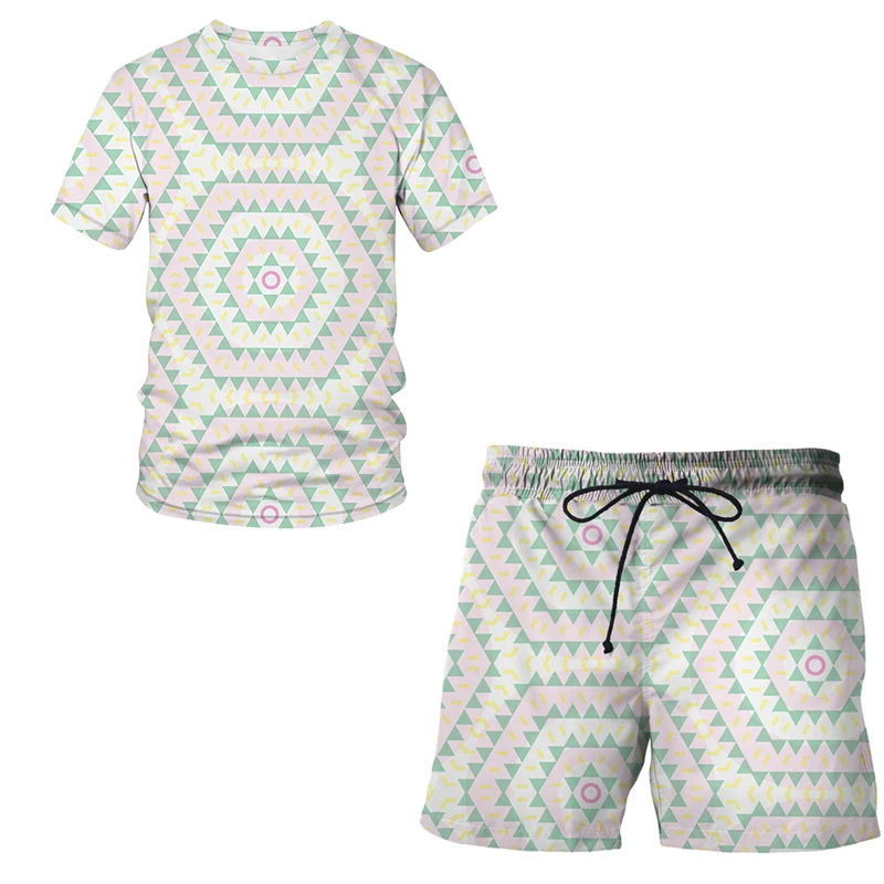 

2022 New Summer Japanese Style 3D printing men's T-shirt shorts suit men's sportswear O-neck short-sleeved men's suit