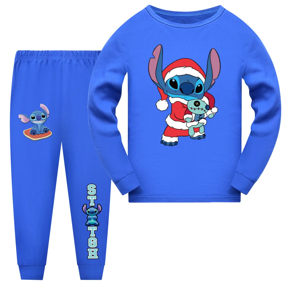 Ensembles de pyjama en coton Stitch pour enfants, vêtements de nuit de Noël  pour bébés garçons, vêtements pour filles, chemise à manches longues,  pantalon imbibé - AliExpress