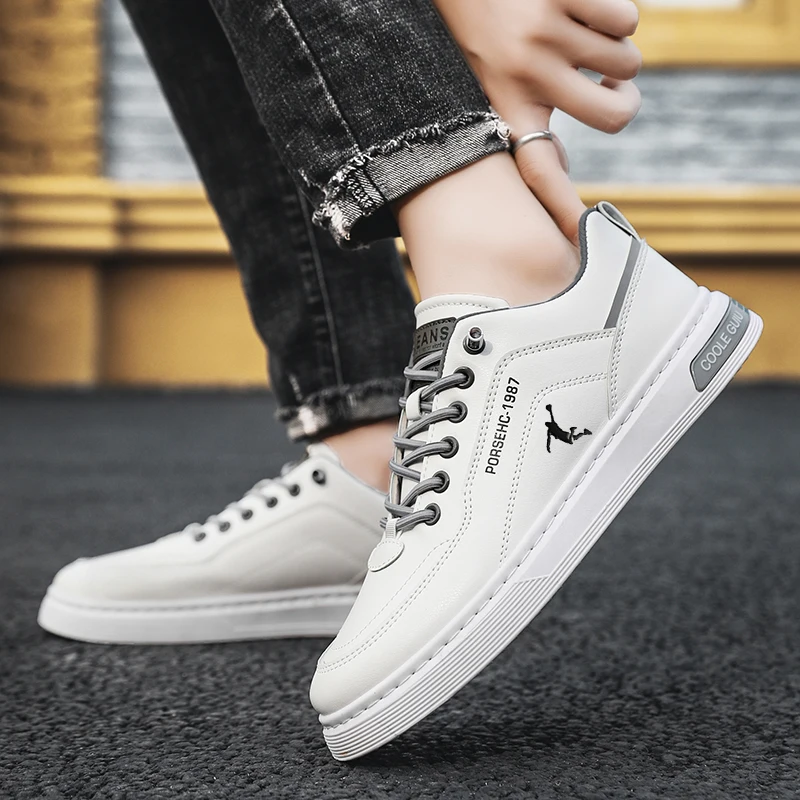 Luxury Men's Shoes Spring Men's Casual Leather Shoes Korean Fashion All-Matching Sports Fashion Shoes Men's White Male Footwear 3