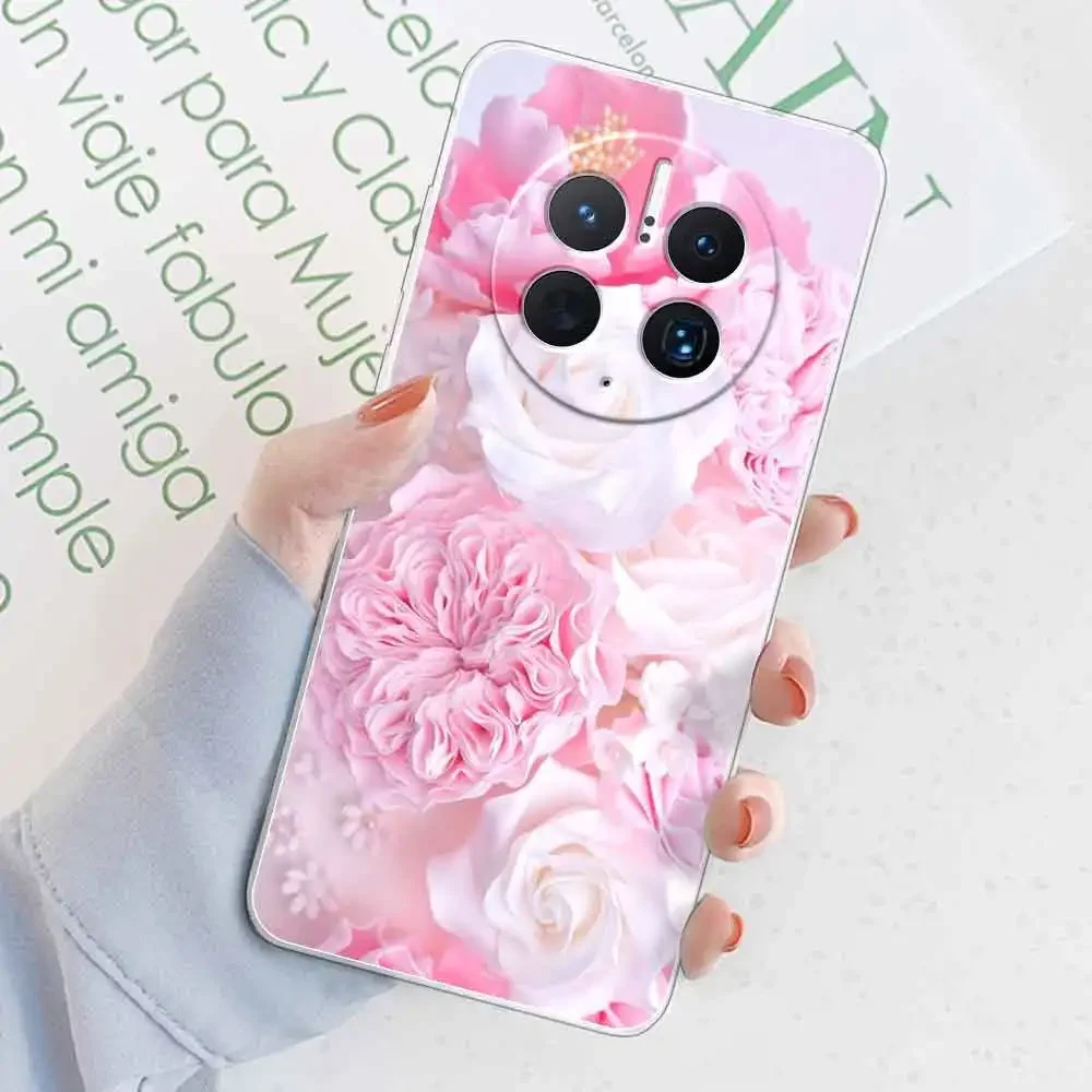 Elegant Marble Design Transparent Silicone Case for Huawei Mate 50 Series - Soft and Durable Protective Shell