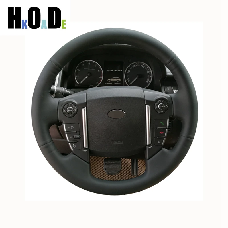 

For Land Rover Discoverer 3 4 Freelander 2 Range Rover Sport Edition Hand-stitched Black Genuine Leather Steering Wheel Cover