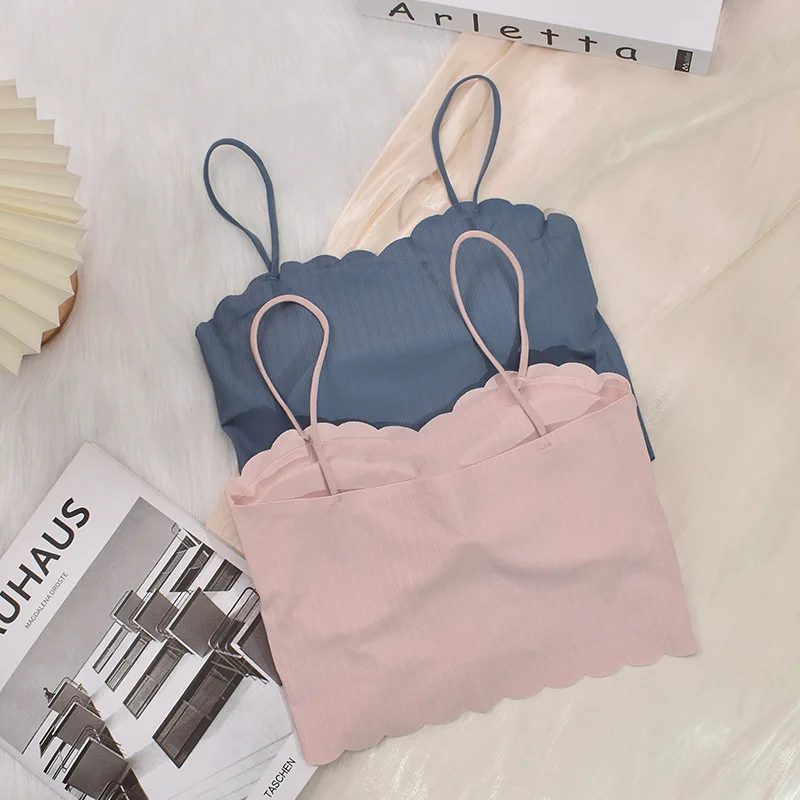 Sports Bras for Women Fashion Summer Sexy Push Up Lingerie Ice Silk Seamless Word Sling Female Tube Top White Top Tanks women lingerie bra