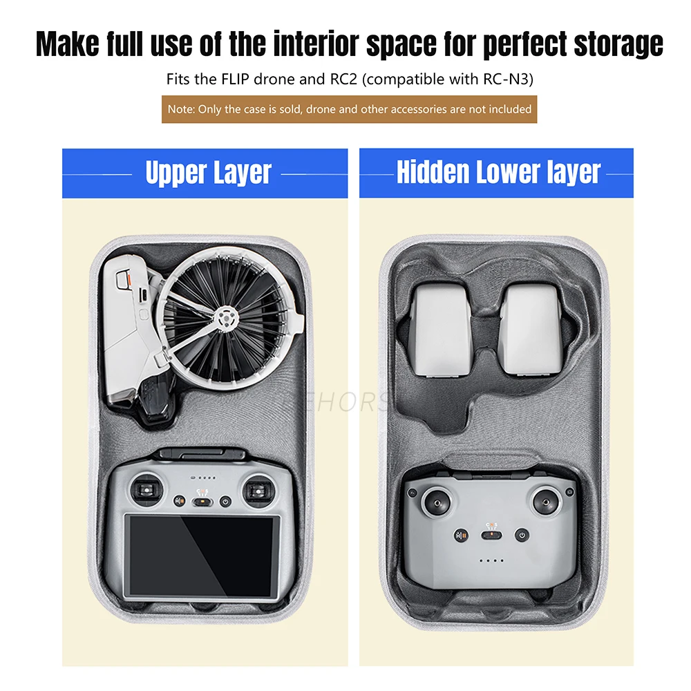 Drone Accessories Drone Storage Bag Drone Storage Case Portable Carrying Case For DJI Flip RC 2/RC N3 Remote Control Protective Handbag Storage Box For DJI Flip Drone Accessories