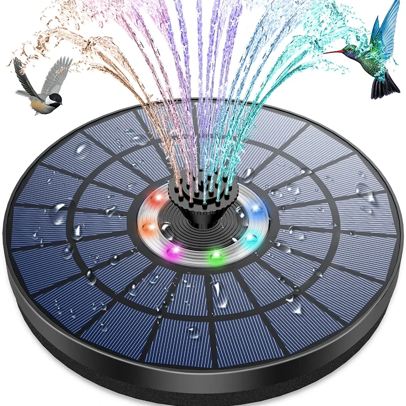 Solar Fountain Pump 5.5W LED with Lights for Bird Bath/Pool Outdoor