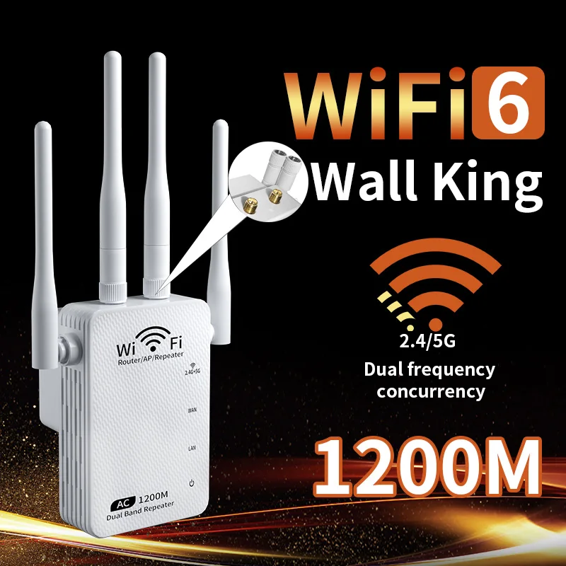 מגבר אות WiFi מרחיב תומך ב-WiFi 6 מחזירים 3000+ רגליים ריבועיות, 5GHz/2.4GHz, מגברי אות במהירות גבוהה