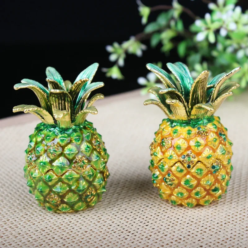 Crystal Handicraft Pineapple Home Enamel Color Jewelry Box Metal Home Bedroom Decoration Gift mini storage boxes