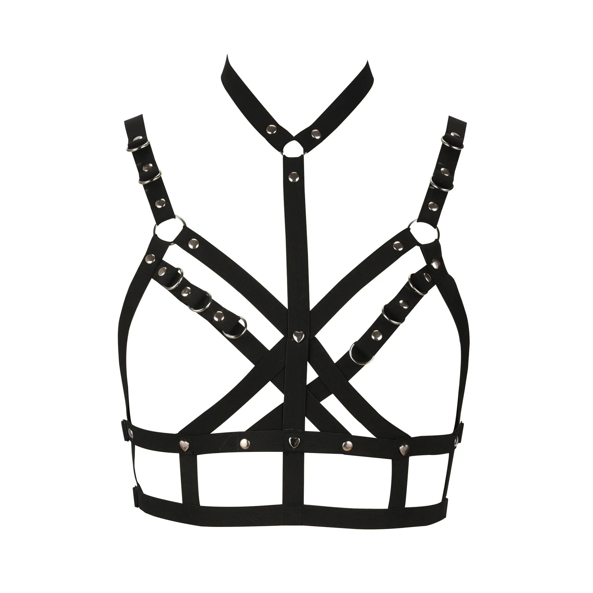 Bamboo like Clothing Elastic Bondage Gothic Style Neck to Waist Buckle Sexy Themed Underwear with Rivets O0387 Sexy Lingerie