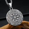 Punk Vintage Viking Compass Pendant Stainless Steel Nordic Runes Necklace For Men Women Amulet Jewelry Gifts Dropshipping 1