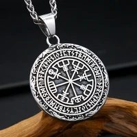 Punk Vintage Viking Compass Pendant Stainless Steel Nordic Runes Necklace For Men Women Amulet Jewelry Gifts Dropshipping 1