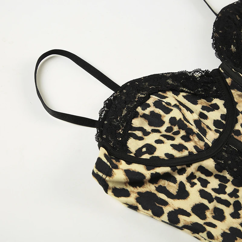 Hotsweet Y2k Leopard Lace Women¡¯s Tanks Sleeveless Slim Fit Design Sexy Fashion Gyaru Camisole