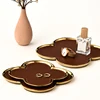 Flower-shaped Ceramic Leather Storage Plate Luxury Porch Key Decorative Plate Ornaments Electroplating Gold Edge Irregular Plate 3