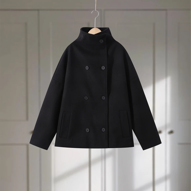 מעילי פלאיד לנשים עם צווארון עומד, כפתור אחד, שרוול ארוך, ג'קט וינטאג' 2026 חדש לאביב, גברת מזדמנת ומרווחת