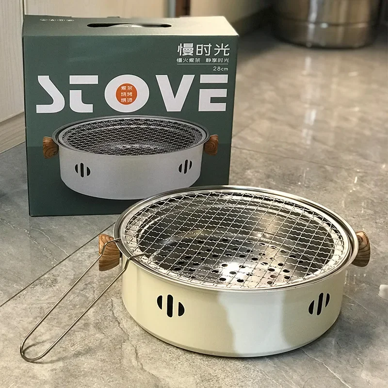 Outdoor Camping Barbecue Grill BBQ Stove for barbecue charcoal stove,barbecue stove,barbecue grill Multifunction Home Charcoal BBQ Grill Round Non-stick Barbecue Stove