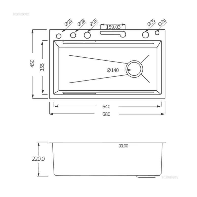 Raindance Waterfall Kitchen Sinks Nano Stainless Steel 304 Home Kitchen Wash Basin Digital Display Embossed Large Single Slot B