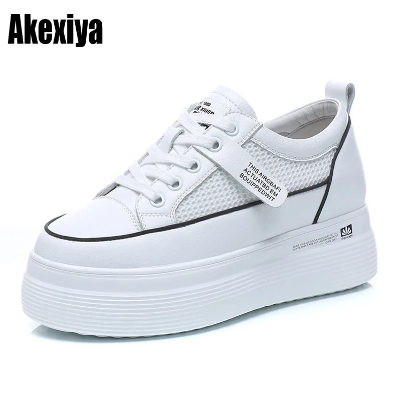

Genuine Leather Platform Women Shoes Casual Sneakers Woman Fashion Ladies Shoes Summer Sneakers Women Heels Tennis New