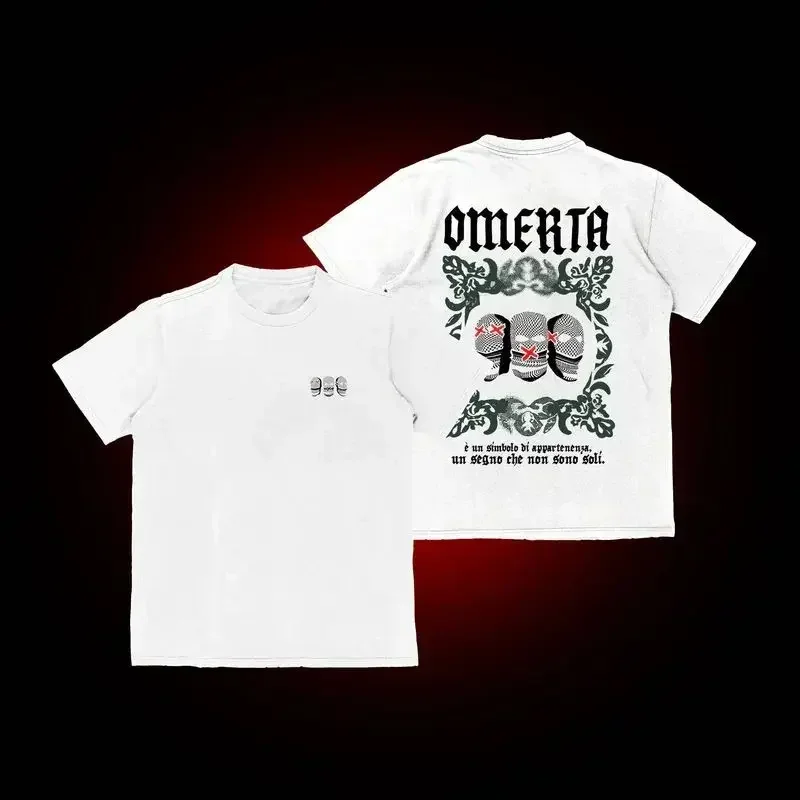 Men's Loose Crew Neck T-shirt Omerta 47 T-shirts Fan Print Can Be Paired with Sporty Fashion T-shirt for Men and Women