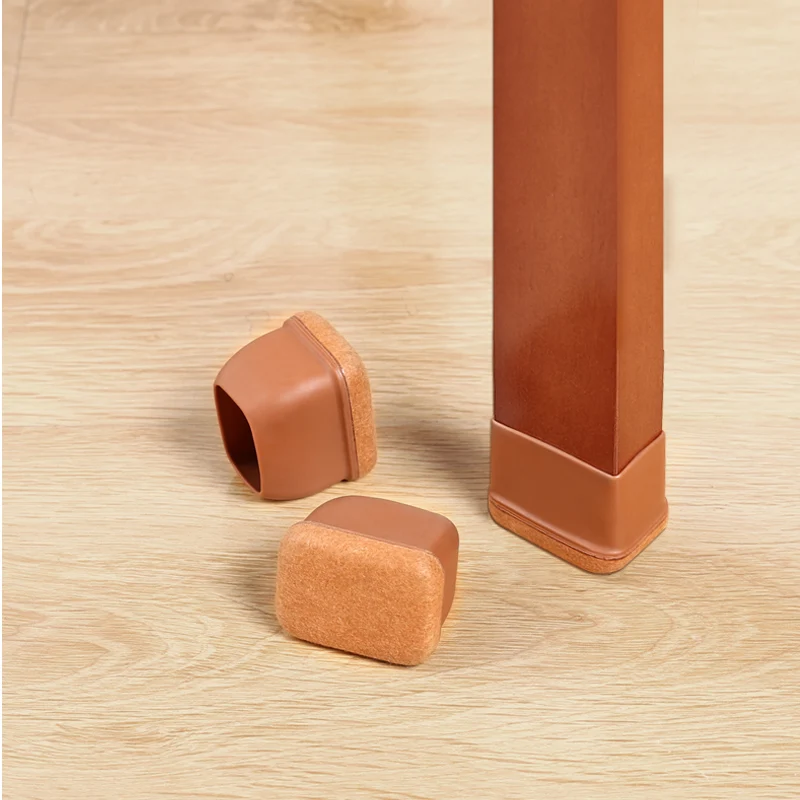 8PCS Rectangle Rubber Chair and Table Leg Protectors - Non-Slip Furniture Foot Covers