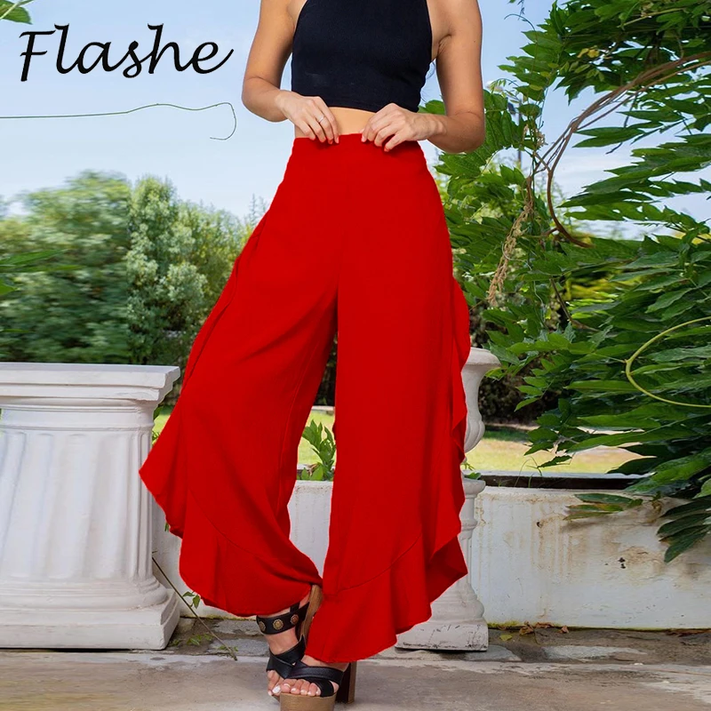 

Fashion Women Wide Leg Pants 2023 High Waist Casual Loose Pants For Women Elegant Spring Summer Party Trousers