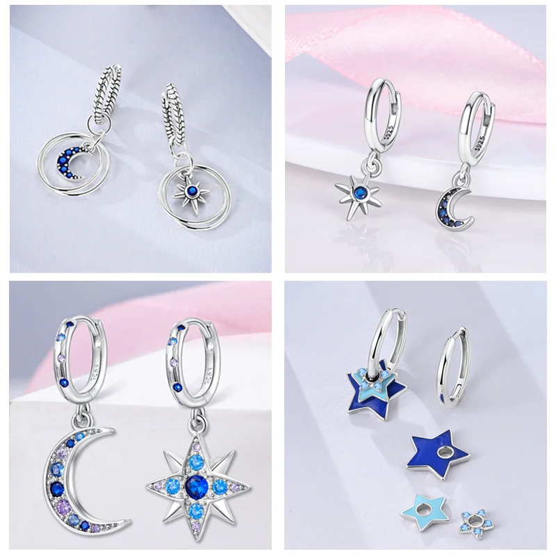 925 Silver Star Butterfly Heart Tassels Hoop Earrings Engagement Wedding Jewelry for Women silver hoop earrings silver earrings heart hoop earrings heart earrings hoop earrings womens earrings