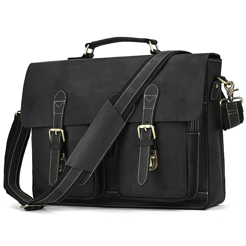 

42cm Large Men Business Briefcase Shoulder Bag Leather Casual Messenger BagGenuine Leather Male Female Crossbody Computer Bag