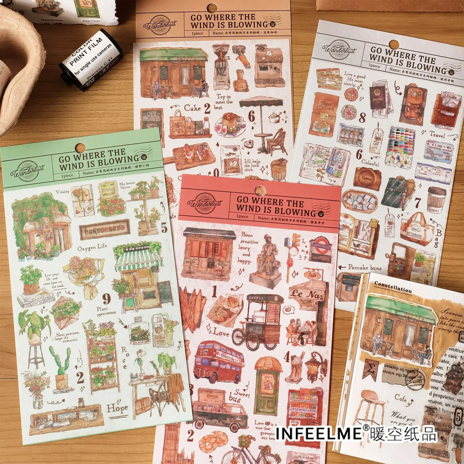 Journamm Ins Travel Stickers Creative Scrapbook Supplies Collage Junk Journal Adhesive Decor Diary Album Planner Craft Stickers journamm 6pcs pack antique materials stickers diy scrapbooking supplies deco junk journal planner waterproof pet vintage sticker