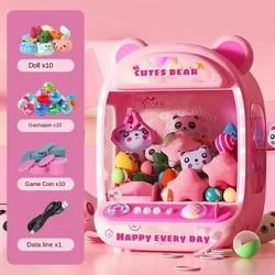 Large DIY Claw Crane Toy - Coin Operated Play Game for Kids with Music and Dolls (29x22x18cm pink)