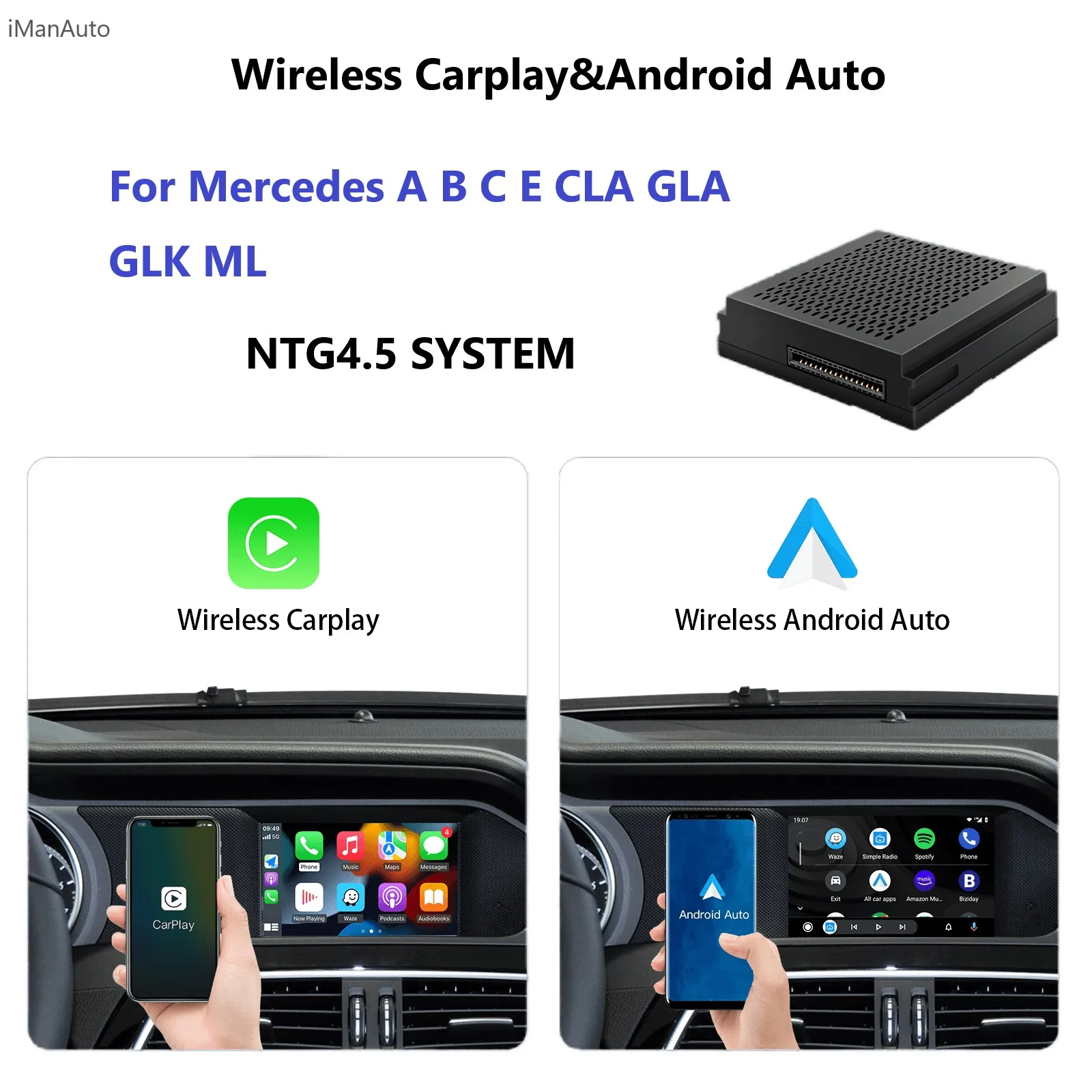 

Wireless Carplay Suitable For Mercedes Benz A B C E CLA GLA GLK ML Sprinter NTG4.5 Becker Module Android Auto Navigation