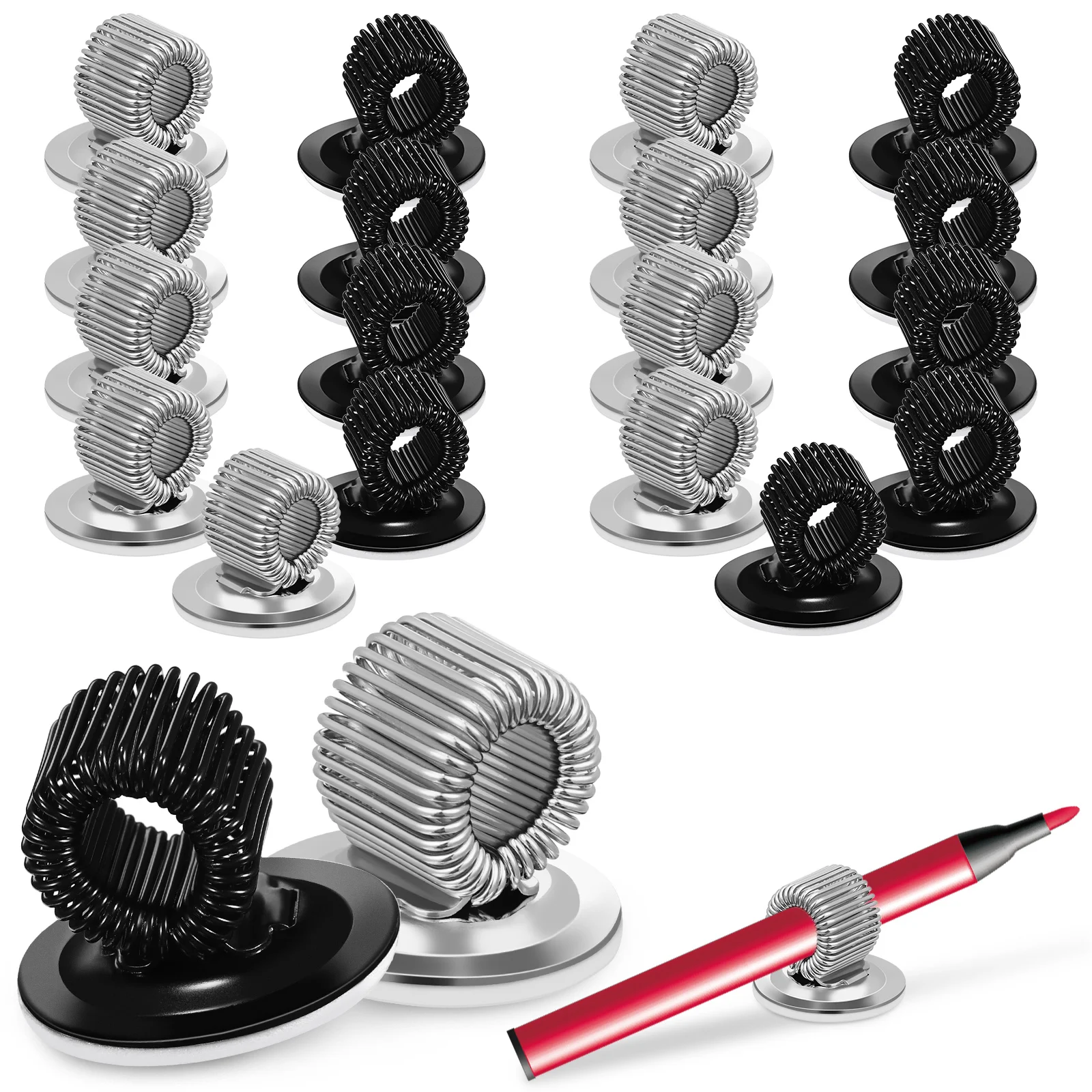 20Pcs Pen Holder Clips Metal Clip Adhesive Pen Organizer