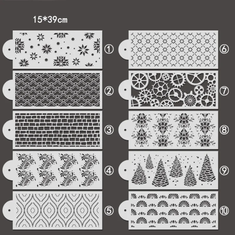 

10pcs European Flower Totem Stencil DIY Cake Surround Cream Printing Template Scrapbook Coloring Embossing Decoration 15*29cm