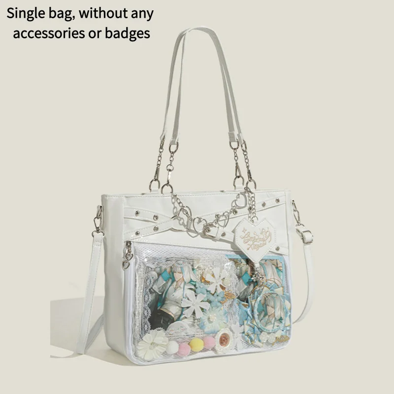 New Large Capacity Hot Girl Pain Bag Transparent Pain Layer Heartbeat Trajectory Crossbody Bag Love Chain Shoulder Bag