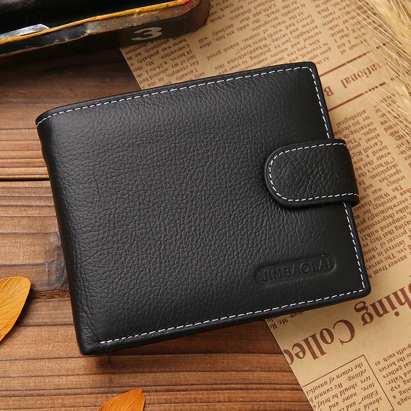 

Classic Cowhide Leather Wallet Black Coffee Vintage Male Men Business Purse Tri-folded Genuine Leather Wallet with Coin Pouch