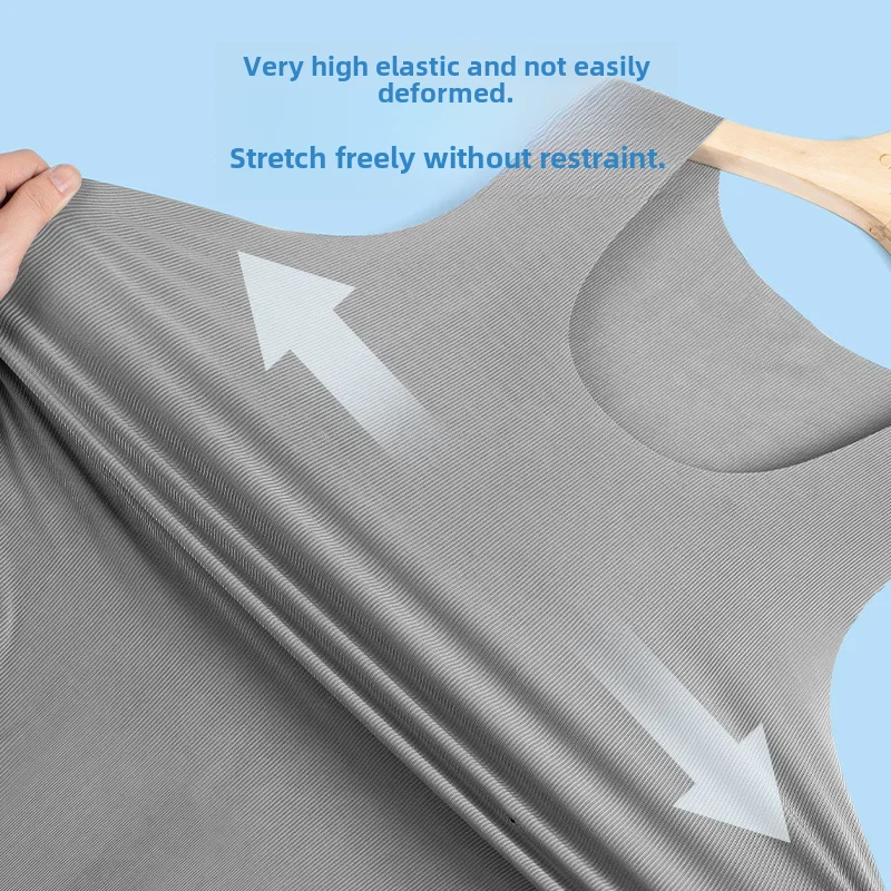 Summer Solid Color Stockless Youth Traceless Vest Breathable Screw Thread Ice Silk T-shirt Underwear Sleeveless Tank Top
