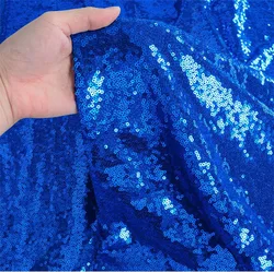 Sparkling Sequin Embroidered Mesh Fabric for Elegant Decor & Fashion (Royal blue)