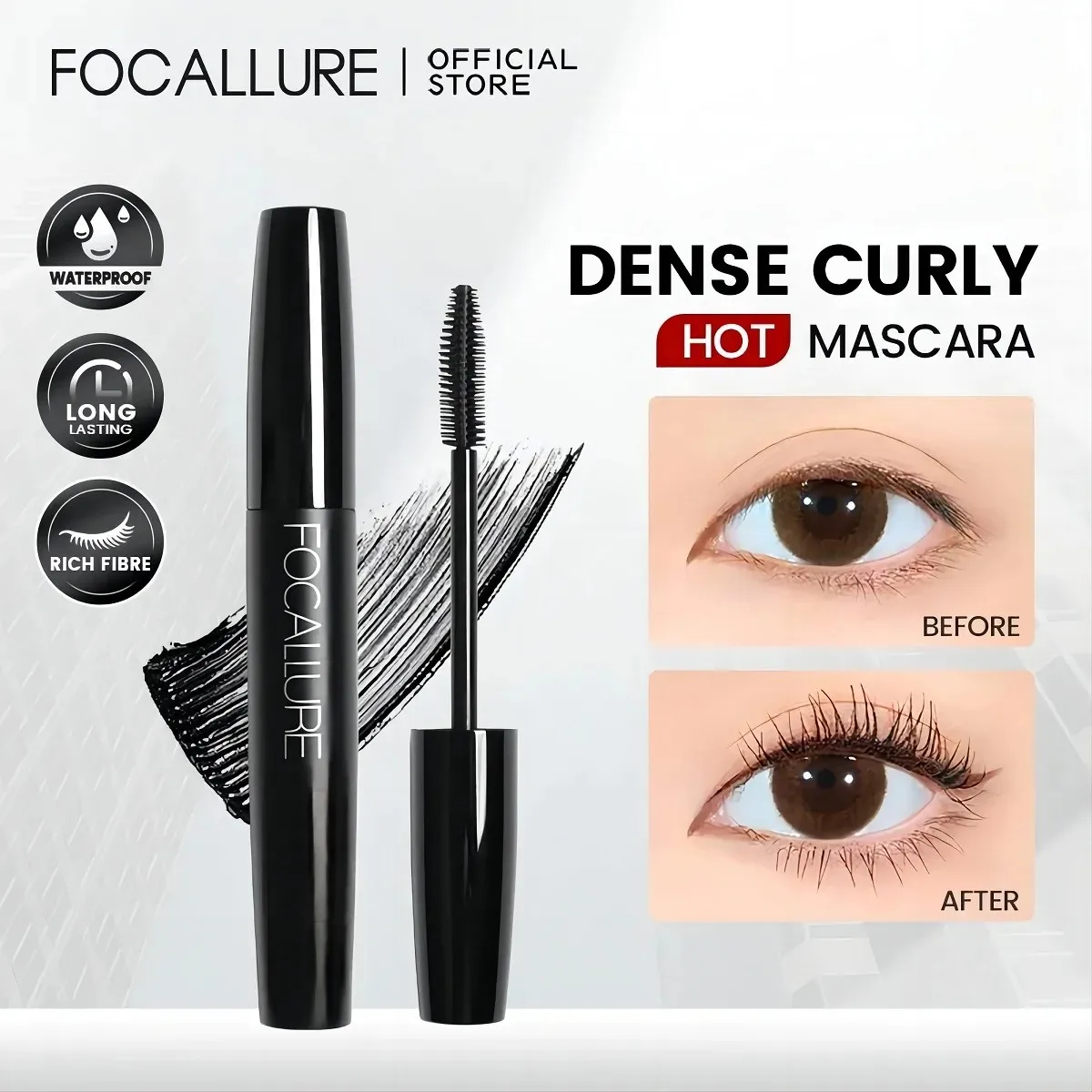 

FOCALLURE Curled Lashes Lengthening Black Mascara Waterproof Long-wearing Eyelash Extension Eye Beauty Makeup Women Cosmetics