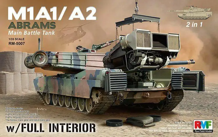 rmf-model-kit-1-35-rm-5007-m1a1-a2-abrams-carro-armato-di-battaglia-principale-con-interno-completo