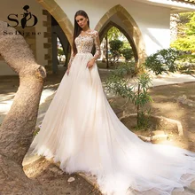 

SoDigne Ivory Long Sleeve Wedding Dresses 2022 A-Line Modern Boho Princess Bridal Gown Wedding Formal Dress vestidos de novia