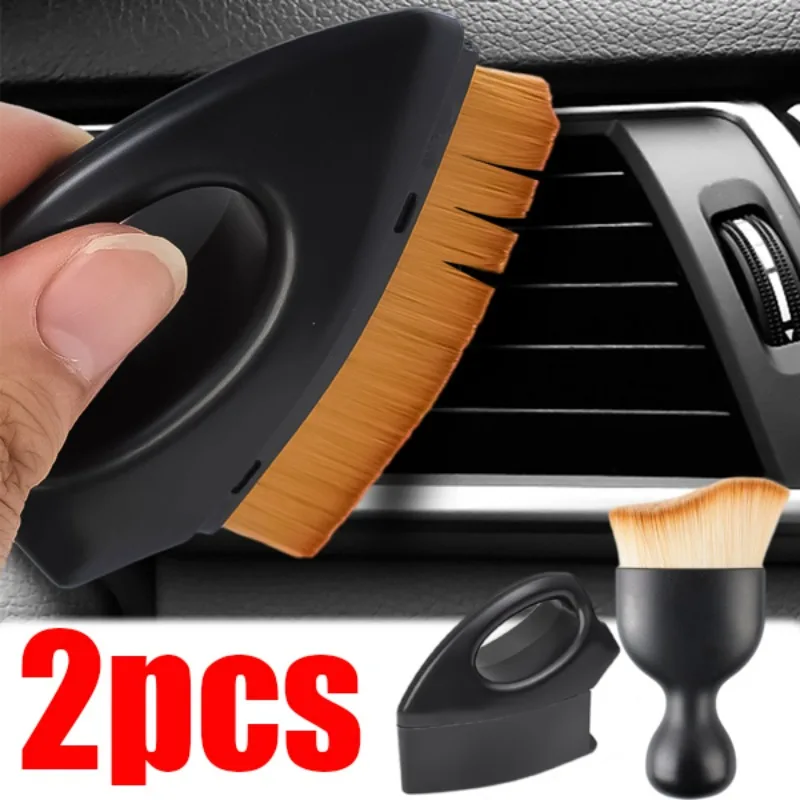 Leather Cleaner 3 PCS Car Interior Cleaning Tool, Soft Bristles Car Detailing Brush, Auto Interior Cleaning Brush Dust Collectors, Curved Design Dust Removal Clean Brush For Dashboard, Air Conditioner Vents (3 PCS