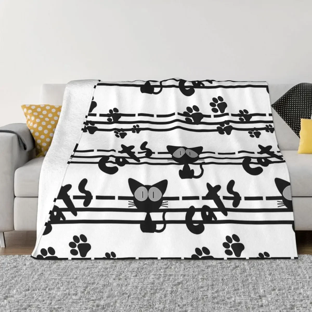 

Cat Lover Art Cats And Paws Portable Warm Throw Blankets for Bedding Travel