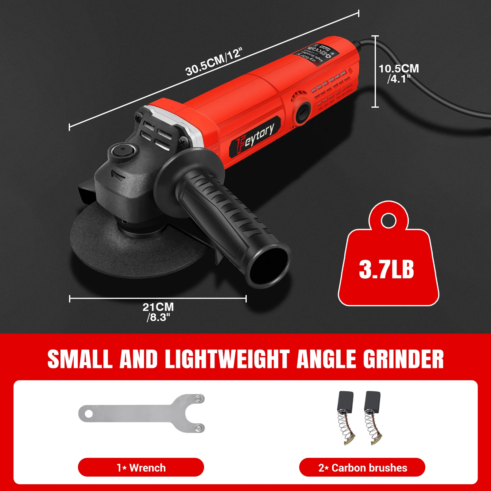Heavy Duty 2000W Electric Angle Grinder ,115mm 4.5" 4-1/2" 12000 RPM,Red