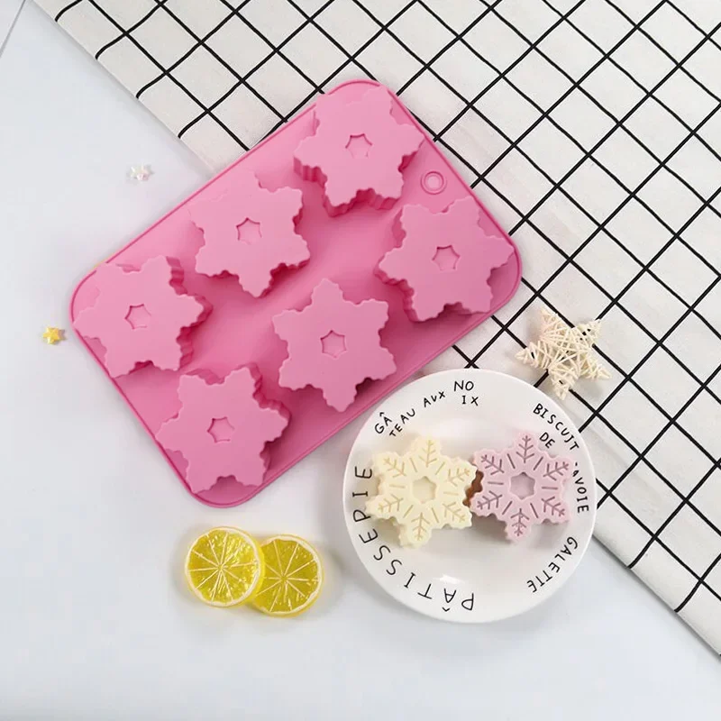 

Christmas Snowflake Shaped Silicone Candle Mold DIY Handmade Soap Chocolate Cake Decoration Mold Party Gift Mold