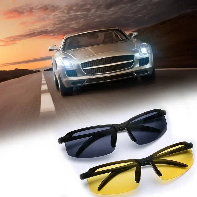 Night Vision Glasses Anti-Glare Driving Goggle Men Half Frame Polarized Sunglasses Driver Outdoor UV400 Day and Night Glasses polarized sunglasses night vision sunglasses driving glasses anti glare sunglasses