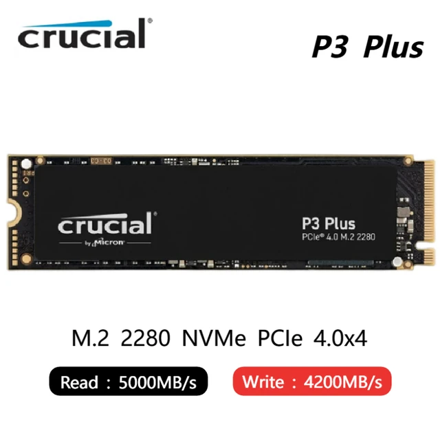 Crucial P3 Plus 4TB PCIe Gen4 3D NAND NVMe M.2 SSD, up to 5000MB