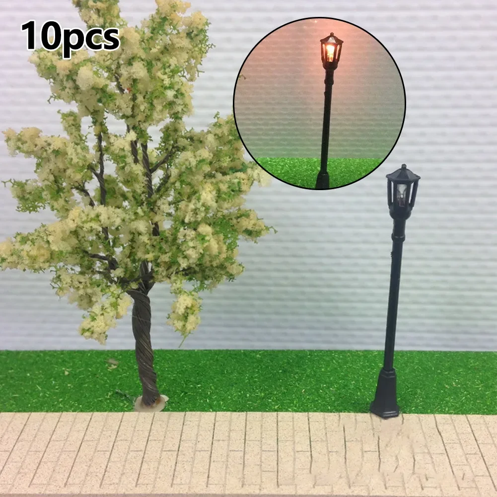 10pcs Warm White Model Street Lights Layout Lamppost Railroad Train Garden Playground Scenery LED Lamp Lighting 4