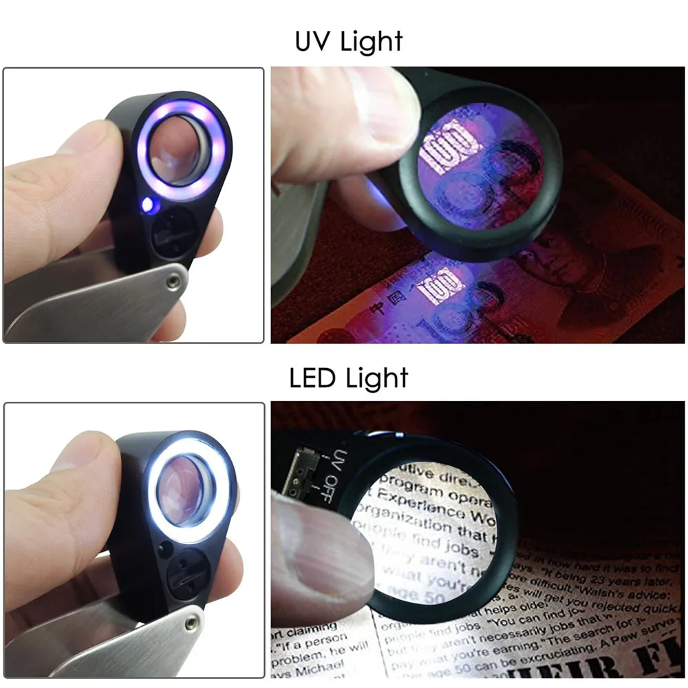 Lente D'Ingrandimento 30X/60X Per Gioielli - Con 2 Luci LED, Pieghevole, Per Collezionisti E Orefici - Foto 7