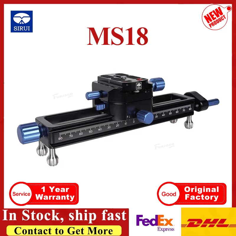 Sirui MS18 매크로 포커싱 레일, 접이식 크랭크 핸들, 탈착식 발, T6061 알루미늄 건설, 정밀 번호 체중계