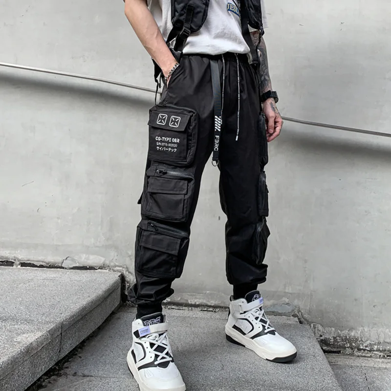 Pantalones Cargo Con Múltiples Bolsillos Para Hombre, Ropa De Calle  Informal Con Cinta, Estilo Punk, Hip Hop, Vintage, 2022 - Pantalones  Casuales - AliExpress