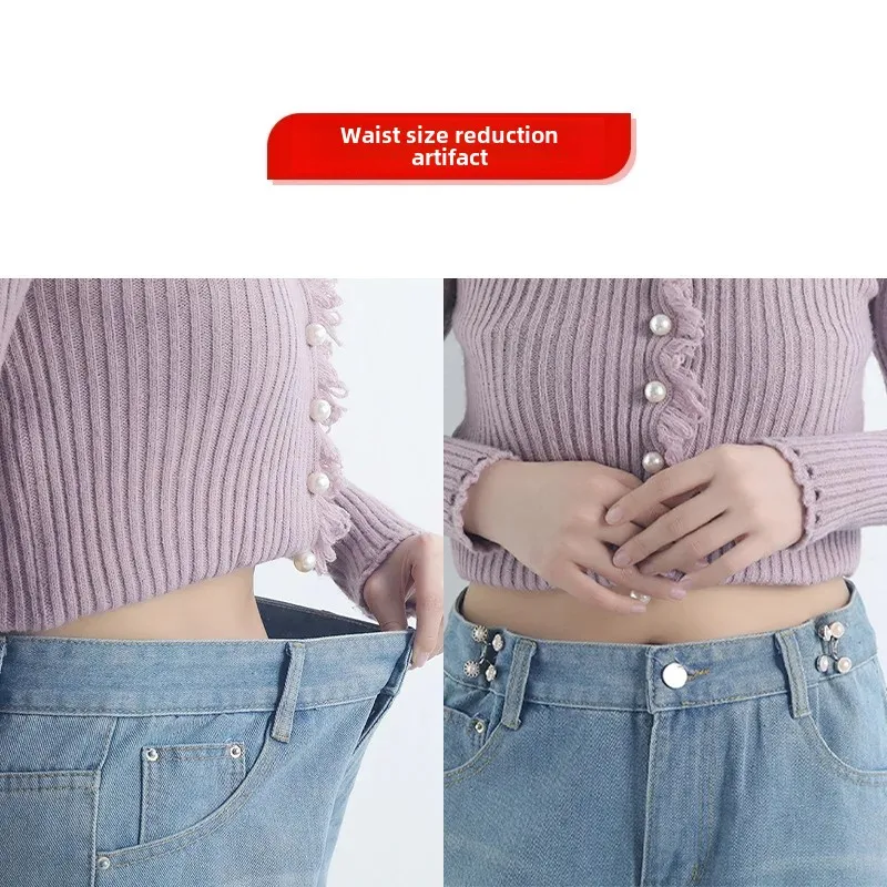 Metal Buckle Waist Cinching Jeans Adjustable Detachable No Nail Needed Waist Size Reduction Tool for Men Women Children