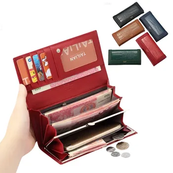 Luxury Women's Wallets Brand Designer Long Wallet Female Leather Purse ID Card Holder Women Purses Ladies Clutch Phone Carteiras 1