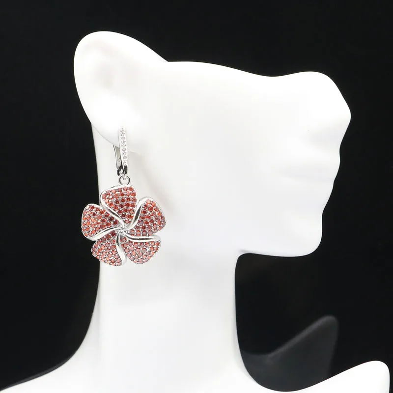10g Real Customized 925 SOLID STERLING SILVER Earrings Flowers Shape Sapphire Black Sapphire Spessartine Garnet Tanzanite Woman'