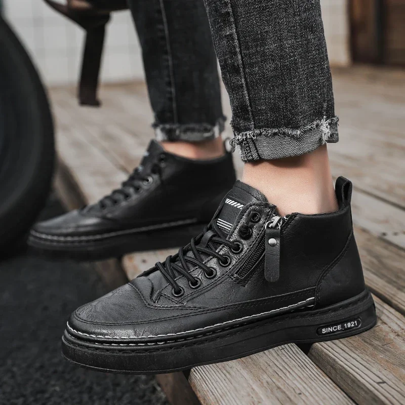 Fashion Cotton Shoes Fashion Ankle Boots Business Casual Outdoor Shoes Male Sneakers New Men Boots Winter High Top Leather